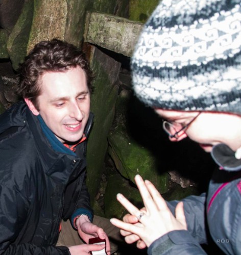 David Whitehead proposes to his girlfriend Cristin McKee on the top of Slieve Gullion. Photograph: Raymond McCiaran 